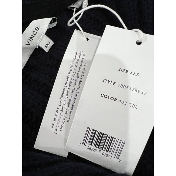 NWT Vince. Size XXS Rib Transfer Full Zip Wool/Cashmere Sweater Navy MSRP $475 - Picture 15 of 15